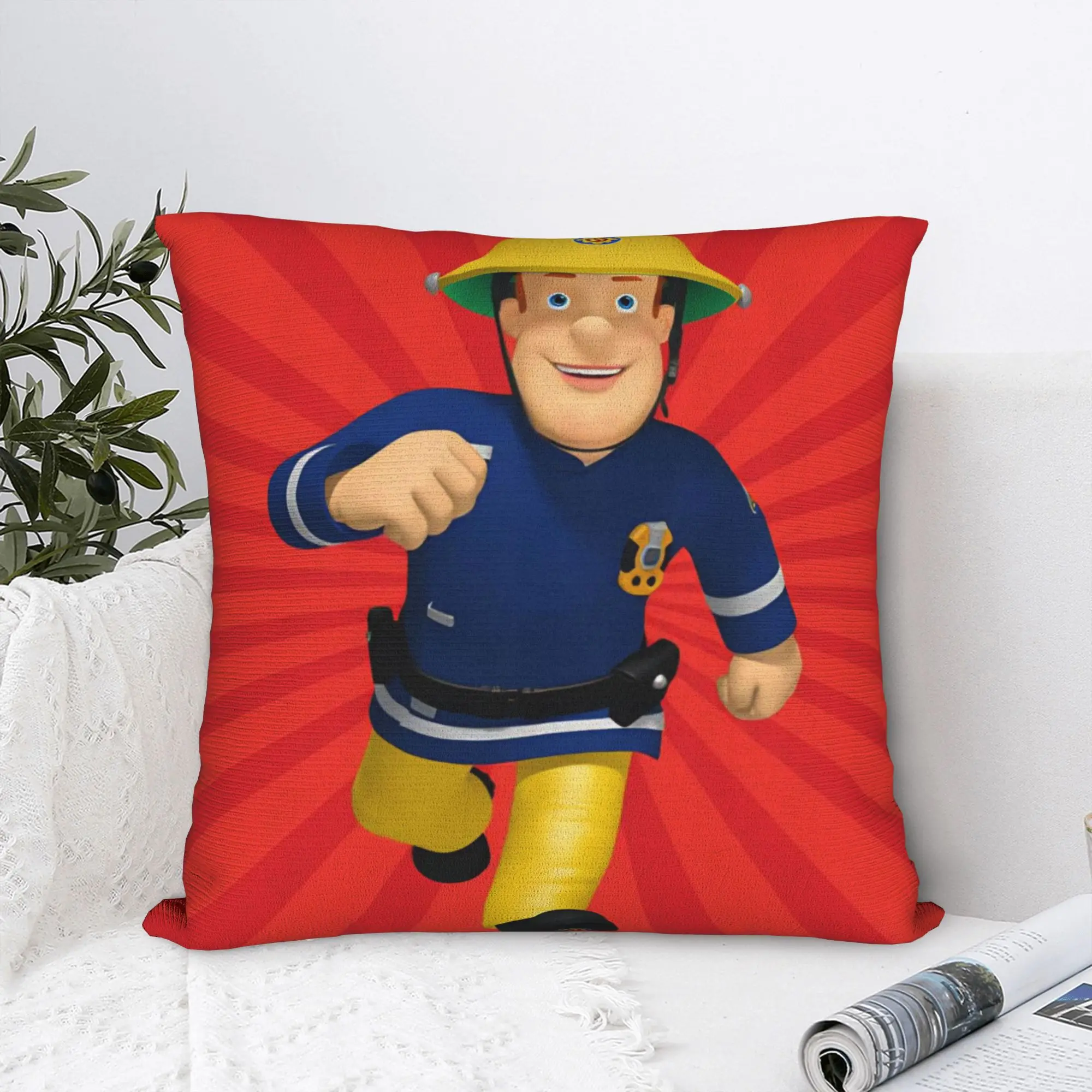 Fireman Sam Square Pillow Case Firefighting Cushion Covers Fashion Polyester Decorative Throw Pillow Case Cover for Sofa 40*40cm