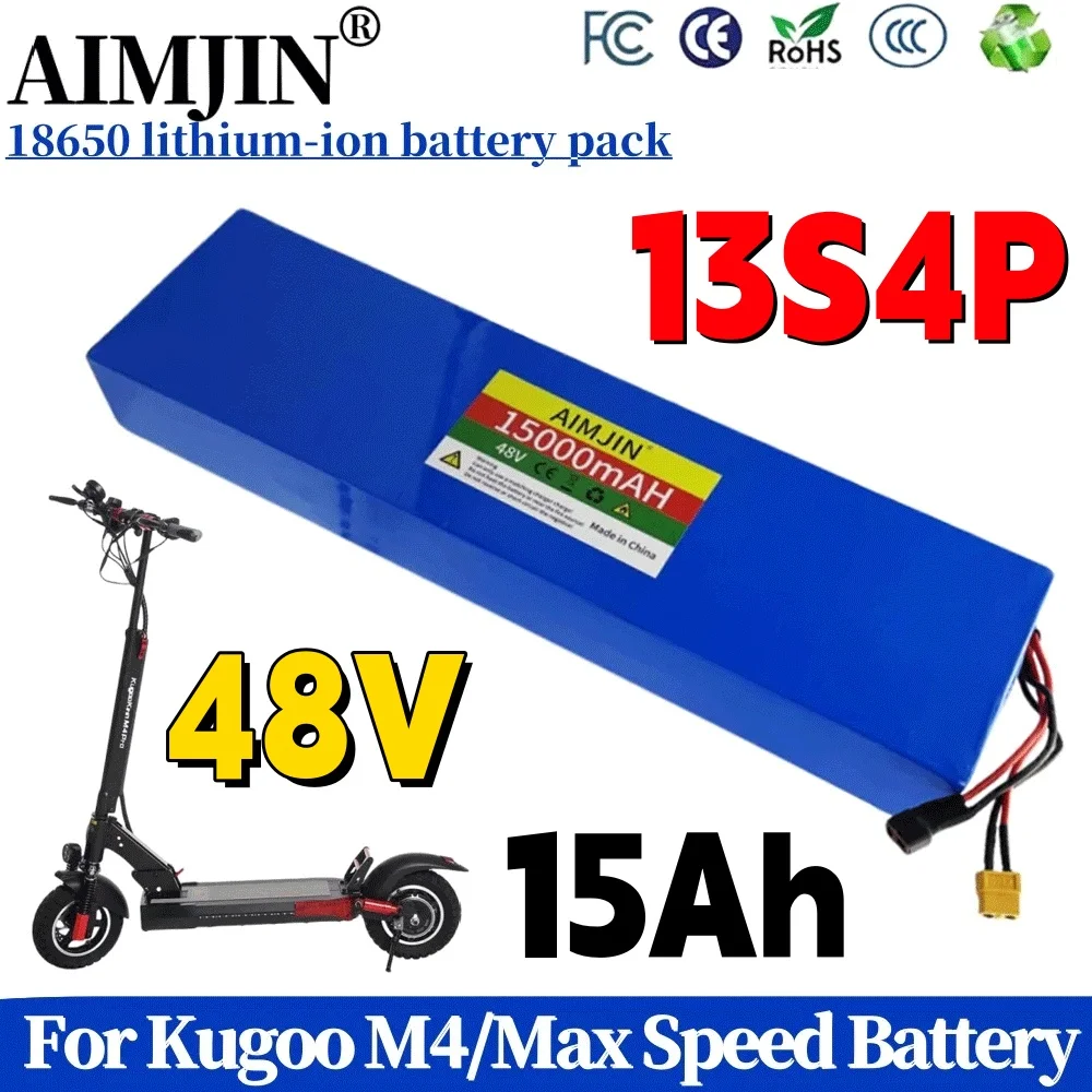 

13S4P for Kugoo M4/M4 Pro/Max Speed 48V 15000mAh 15Ah 18650 lithium battery pack with BMS suitable
