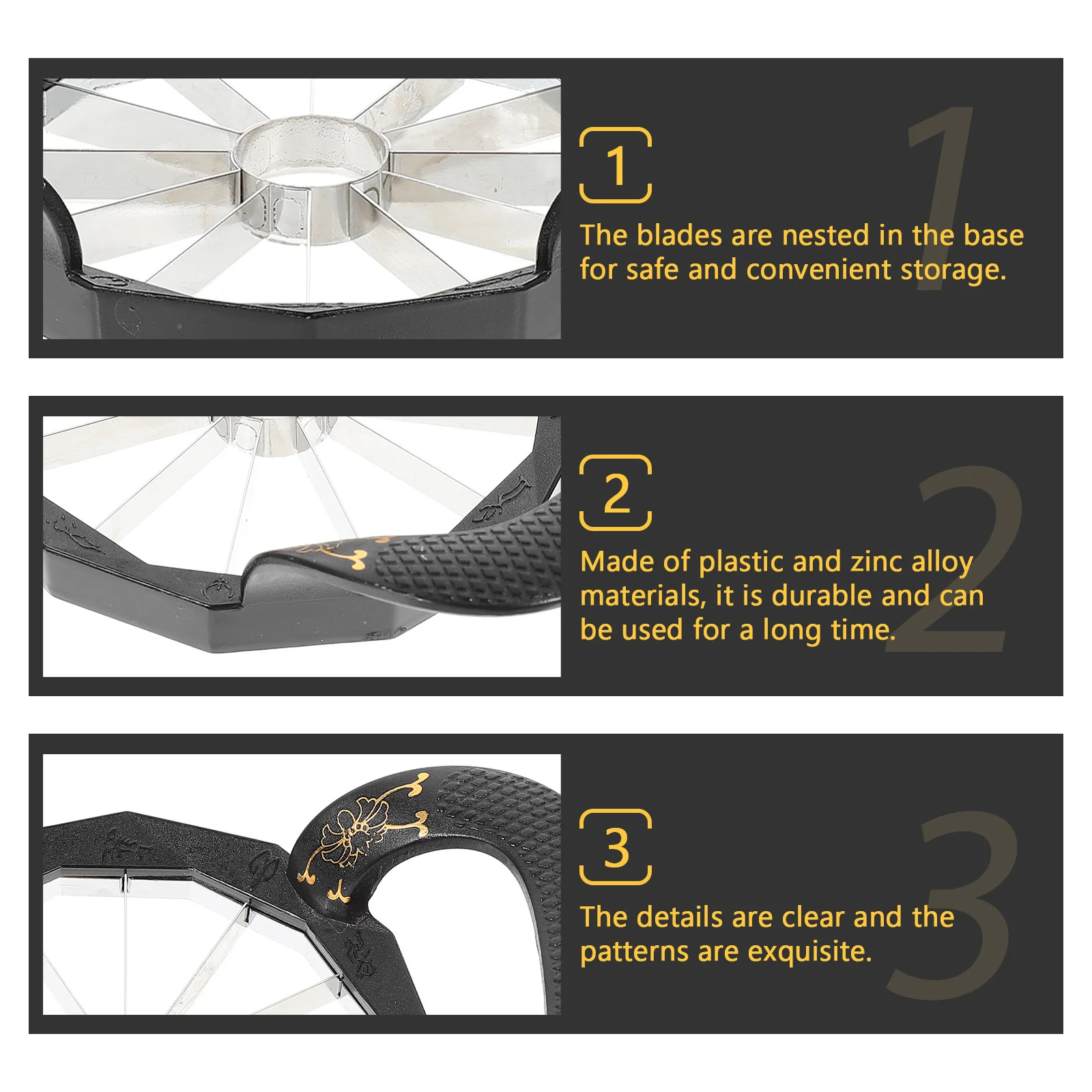 

1Pcs Apples Cutter Zinc Alloy Fruit Slicer Kitchen Tool Small Lightweight Easy Carry for Home Restaurant Hotel