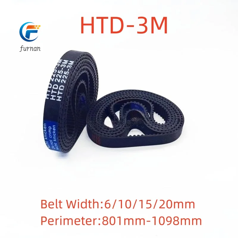 HTD-3M Rubber timing belt  length 801/804/810/813/825/831/840/843/861/885/900-1098mm suitable for 6/10/15/20mm wide pitch 3mm