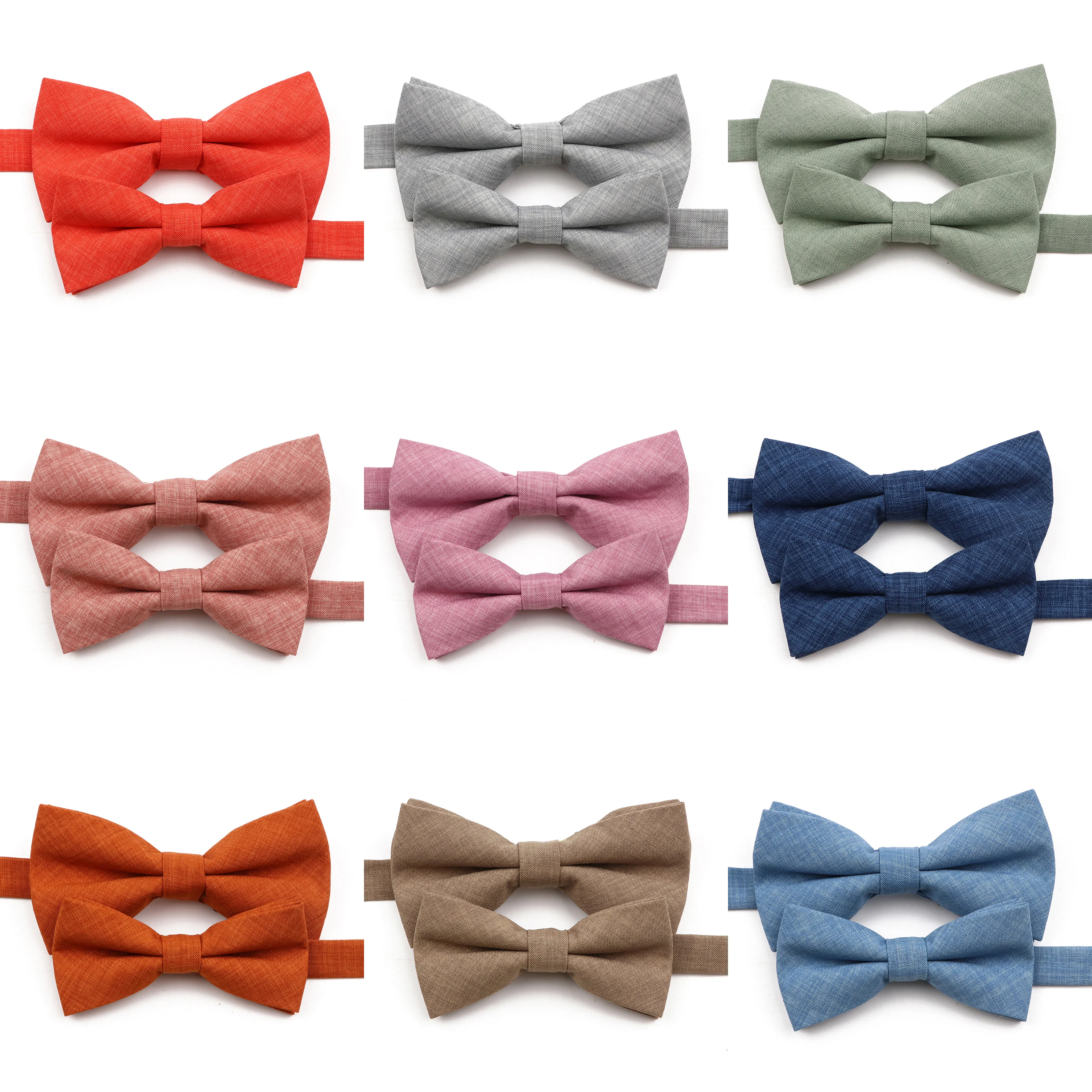 Novelty Macarons Color Bowtie Set For Men Boys Soft High Quality Handmade Cotton Cravat Casual Father-Son Gift Daily Wear Bow