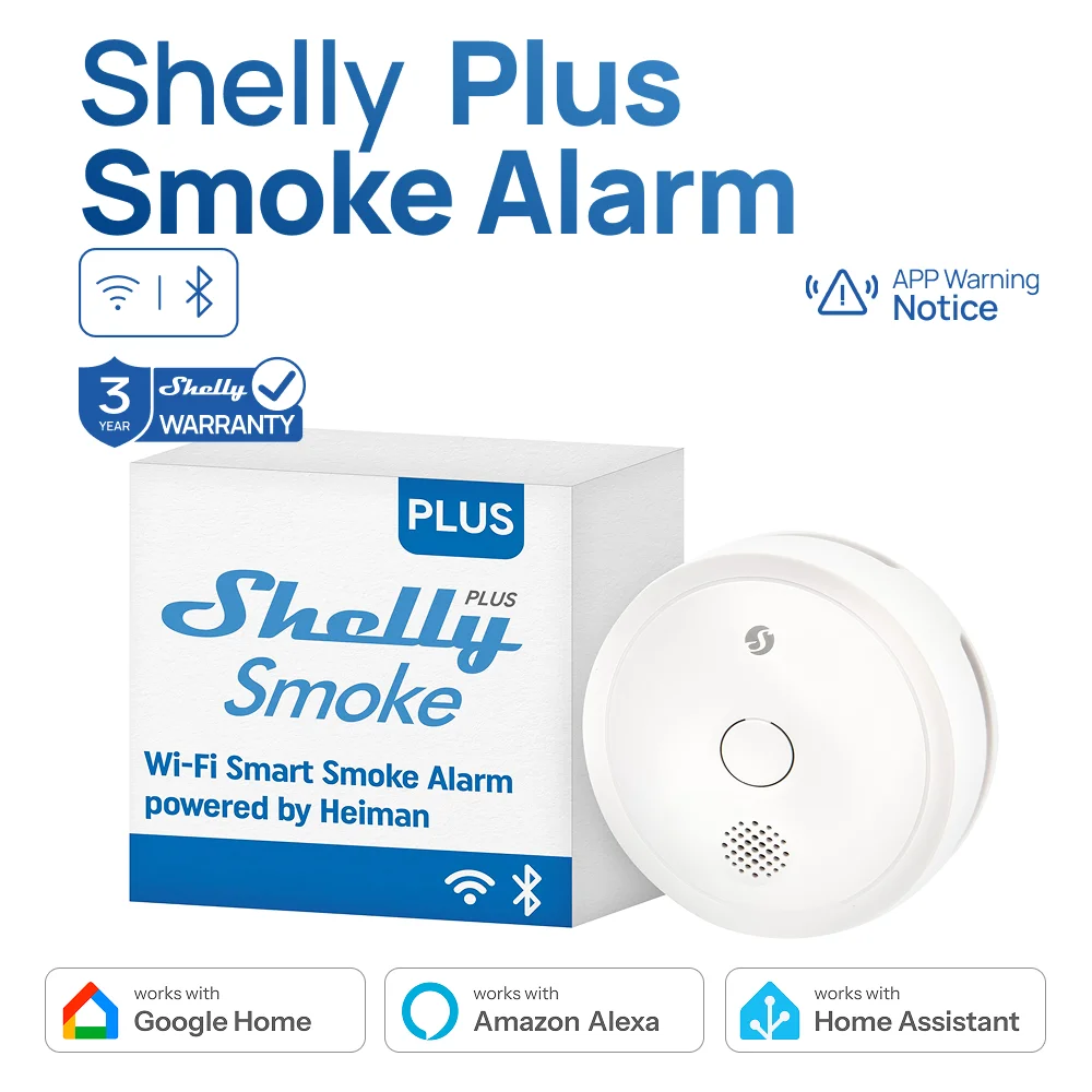 Shelly Plus Smoke Alarm Wi-Fi Smart Photoelectric Smoke Alarm Effective At Detecting Slow Fires That LED Indications Ioud Alarm