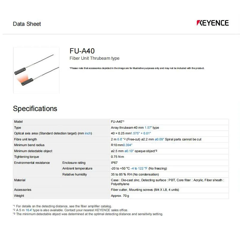 FU-A40 KEYENCE High-precision large-range counter-shot fiber sensor,welcome to consult.