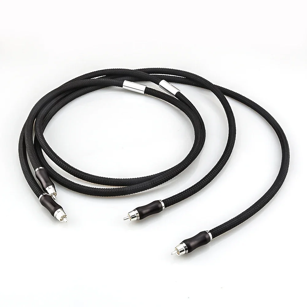 NewAudiocrast مرحبا نهاية 6N الفضة النقية كابل RCA HiFi الصوت ربط خط مطلي المكونات الفضة مطلي خشب الأبنوس خشب الصندل RCA Rosewo