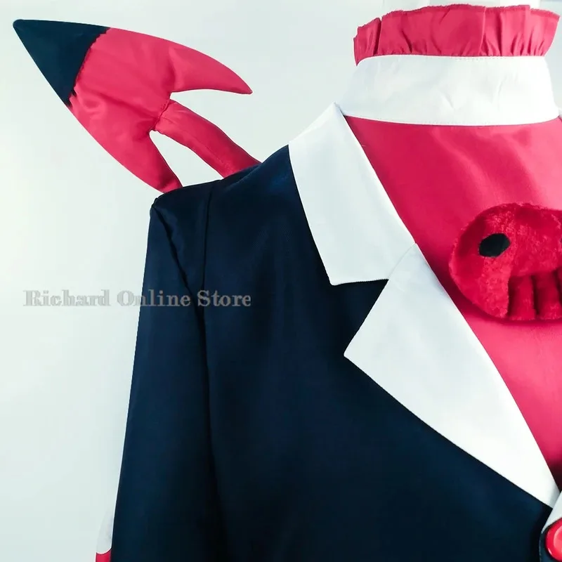 Dd12anime hazbin hellvua blitzo blitz chefe traje demônio chifre imp uniforme roupa buckzo cosplay roupas festa de halloween