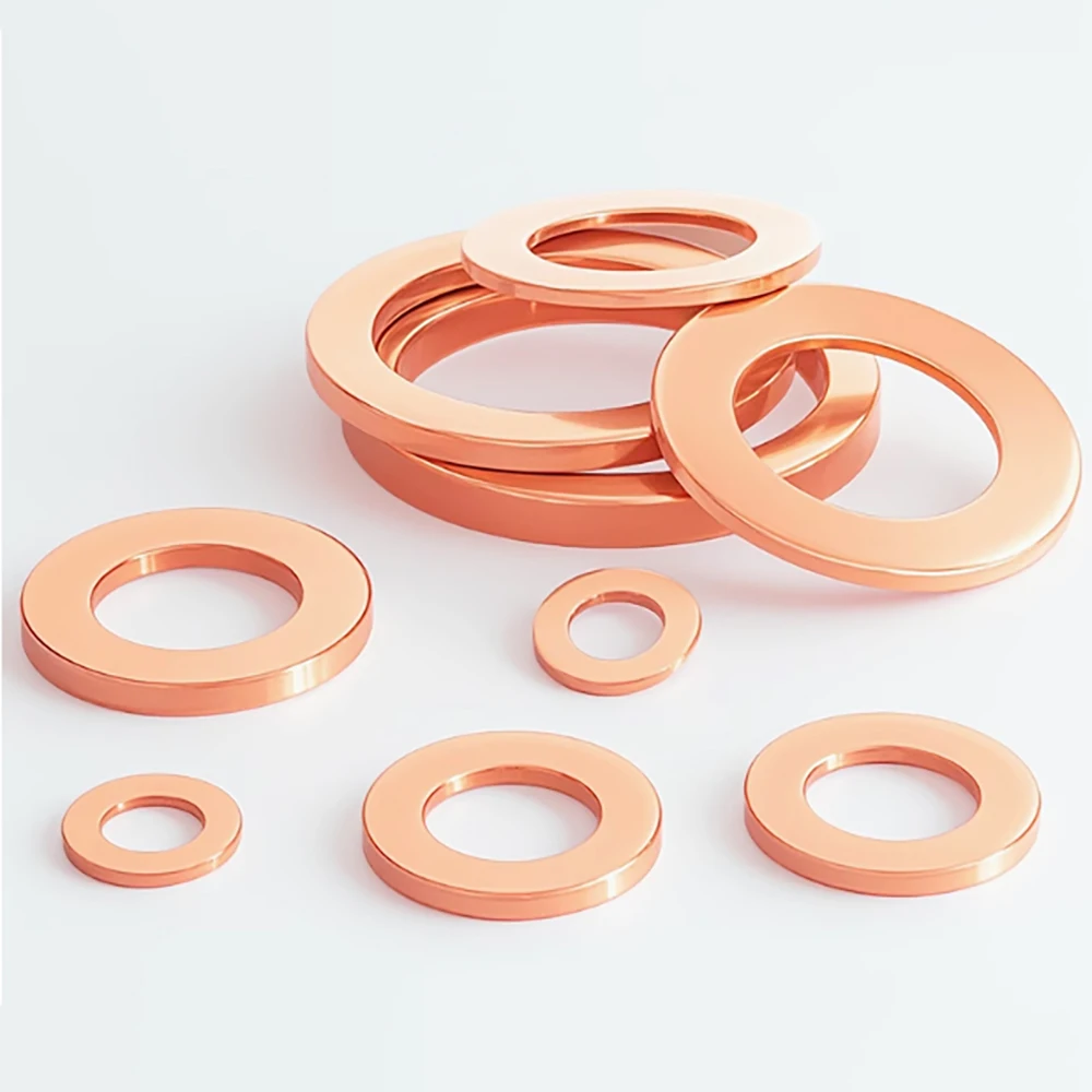 

2-10Pcs Pure Copper Gasket ID 33/35/36/37/40/50mm Thick 2mm Sealing Gasket Flat Ring Seal Solid Purple Copper Gasket Hardware