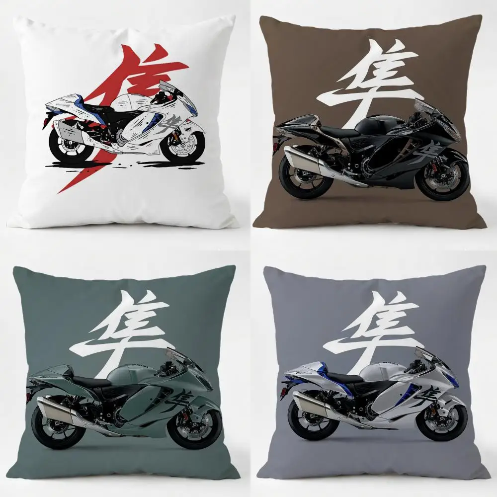 S-Suzuki Hayabusa Cushion Cover Daily Washable Linen Pillowcase Soft  for Sofa Bed Home Room Decor