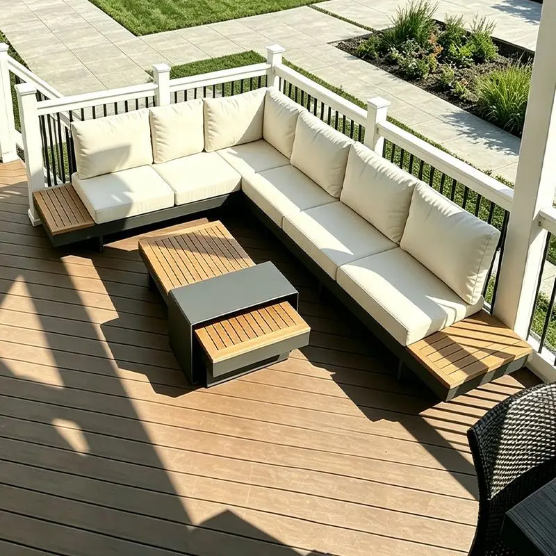 Outdoor sofa aluminum alloy, courtyard villa balcony sofa, teak furniture rain and sun protection
