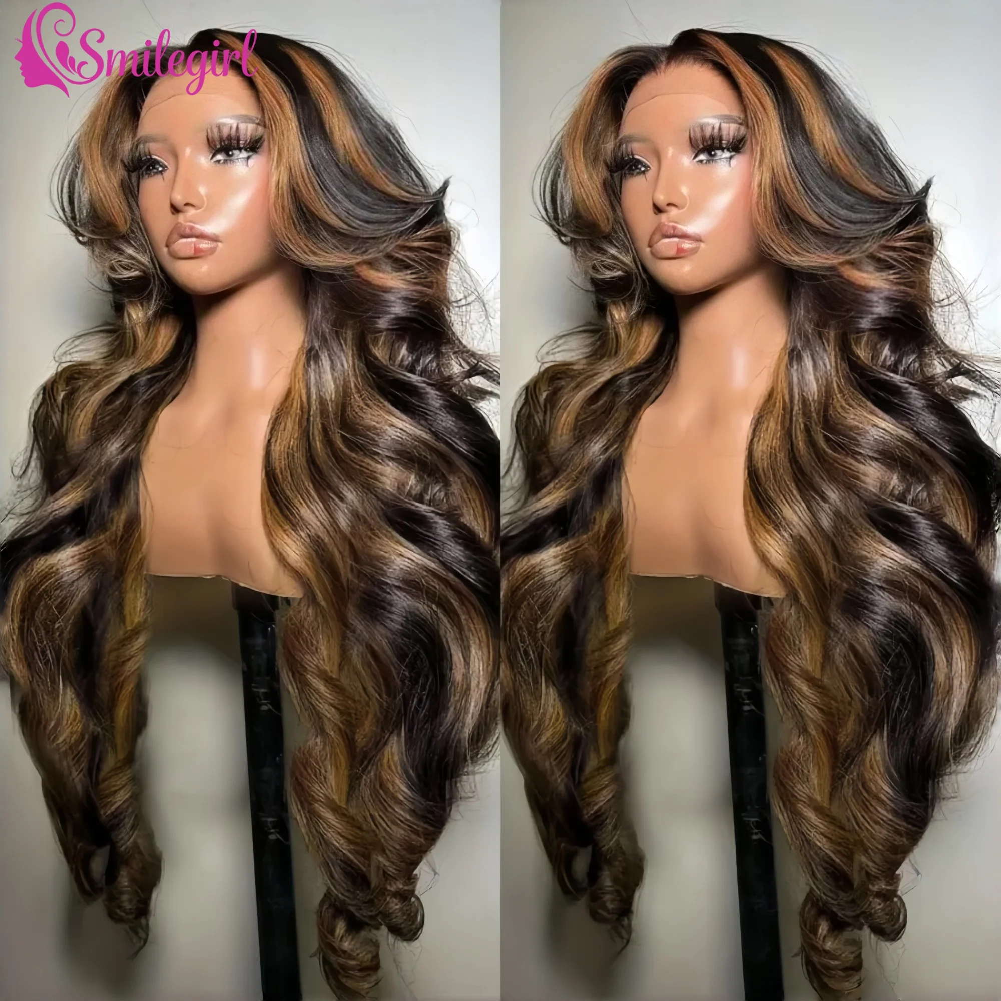 

Парик из натуральных волос P1B/30 Highlight Ombre 13x6 HD Lace Frontal, 250% плотность, цветной, бразильская волна, для женщин