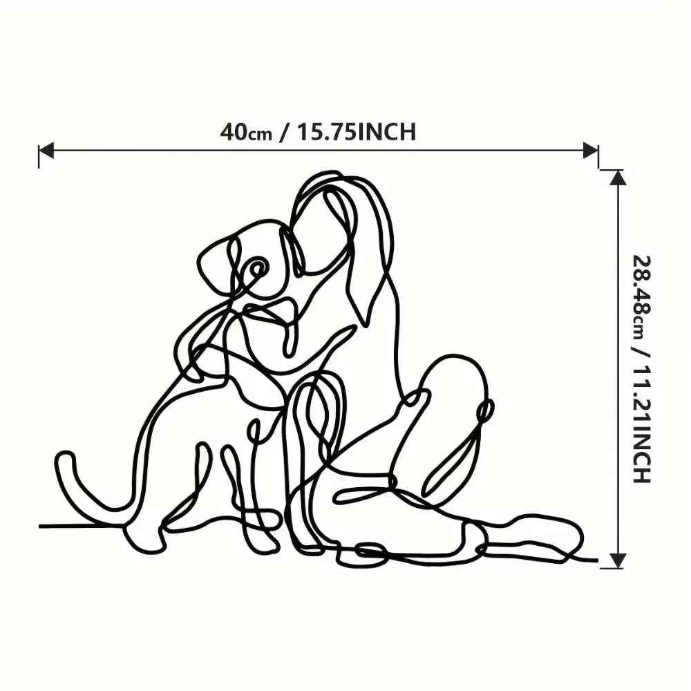 A Striking Metal Wall Art Depicting   Line Sculpture of Woman and  Dog, Suitable as Wedding Gift and for Enhancing Home