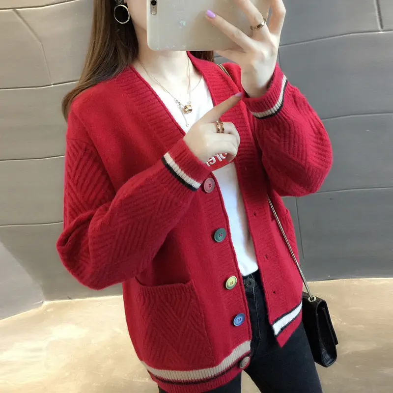 2024 Autumn and Winter New Sweater Jacket Cardigan Korean Version Loose Knit Sweater