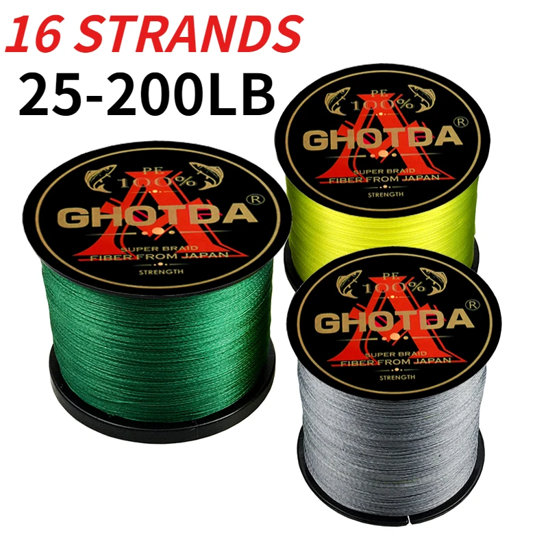 GHOTDA X16 Strands 500M Braided Fishing Line MultiColor Multifilament Saltwater PE Wire 25/32/40/55/68/80/100/125/140/161/200LB