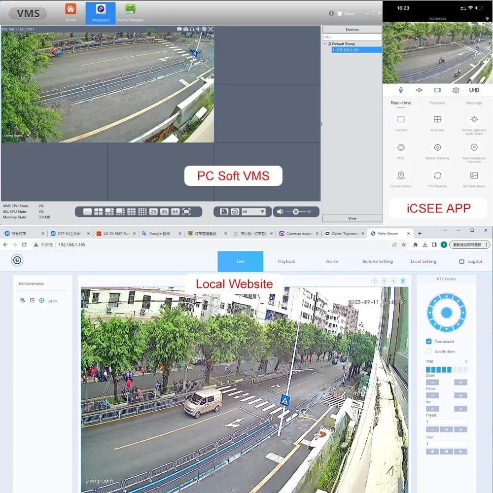 Imagem -05 - Câmera de Segurança do Cartão Sim ao ar Livre 8mp 4g Wifi Ptz Câmeras de Vigilância Cctv H.265 Velocidade Dome Auto Tracking Icsee Alexa 4mp