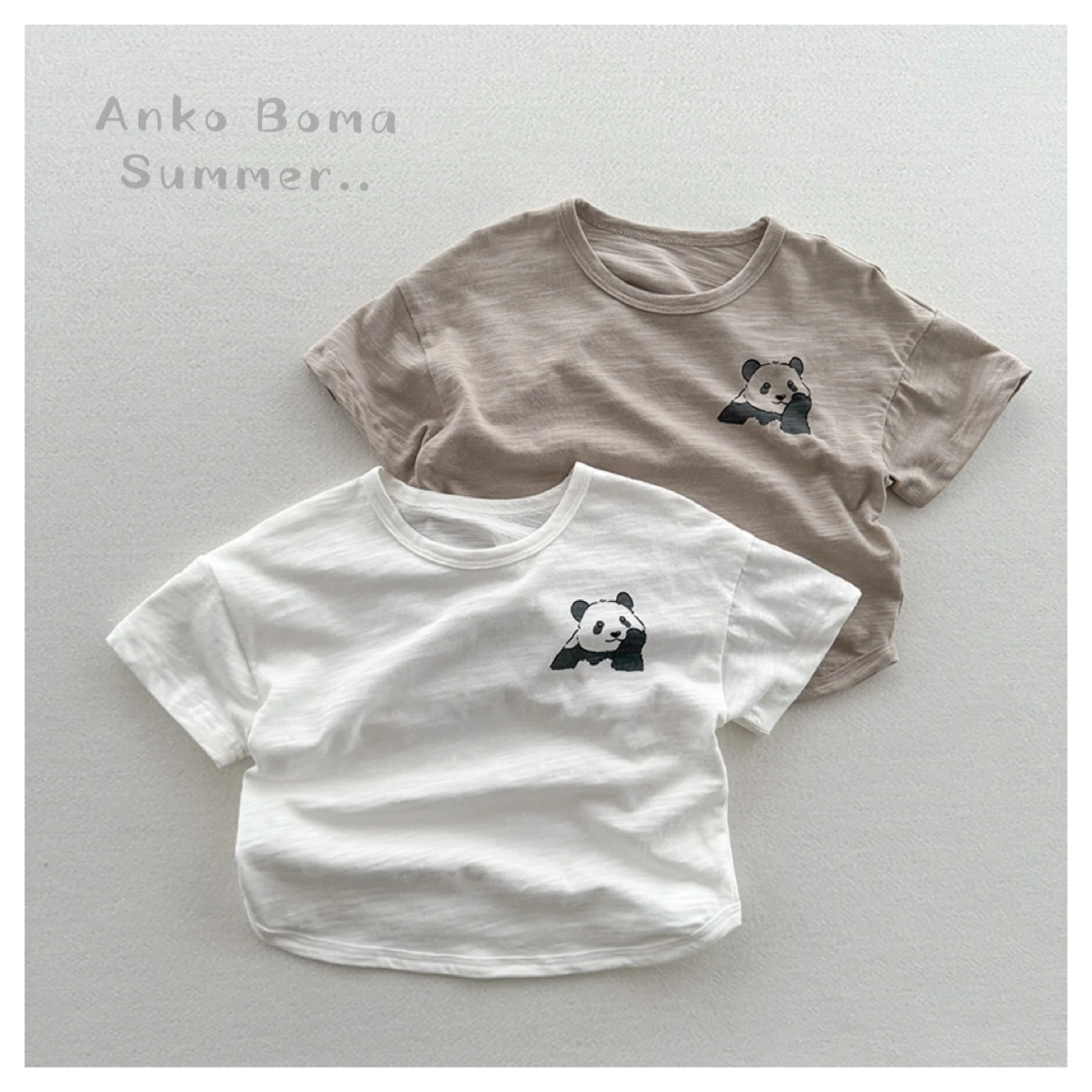 

2025 Summer New Children Short Sleeve T Shirts Thin Cotton Girls Cute Panda Print Tee Kids Clothes Boys Breathable Casual Tops