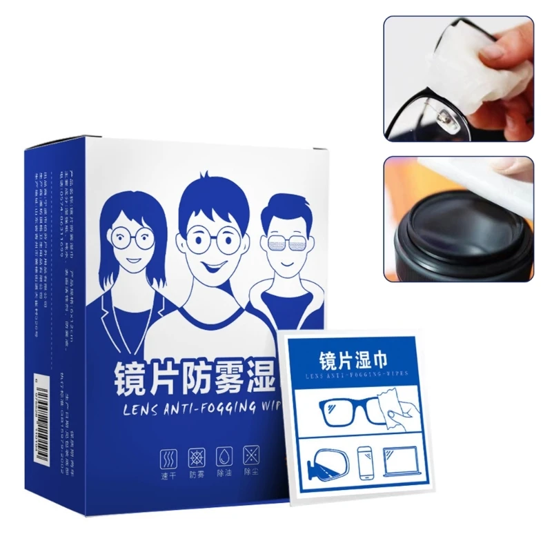 100Pcs/Box Antifogging Eyeglass Lens Cleaning Wipes Universal Microfiber Glasses Cleaning Cloth for Eyeglass Camera Screen Use