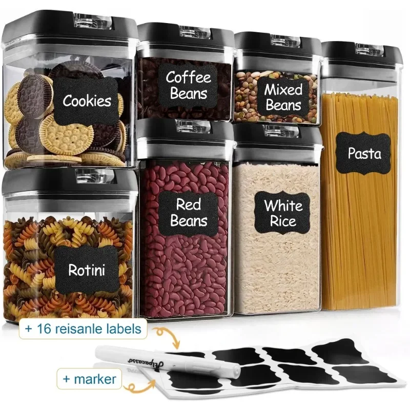 

Airtight Food Storage Containers with Lids, 7 PCS BPA Free Kitchen Plastic Storage Containers for Dry Food,Flour and Sugar,