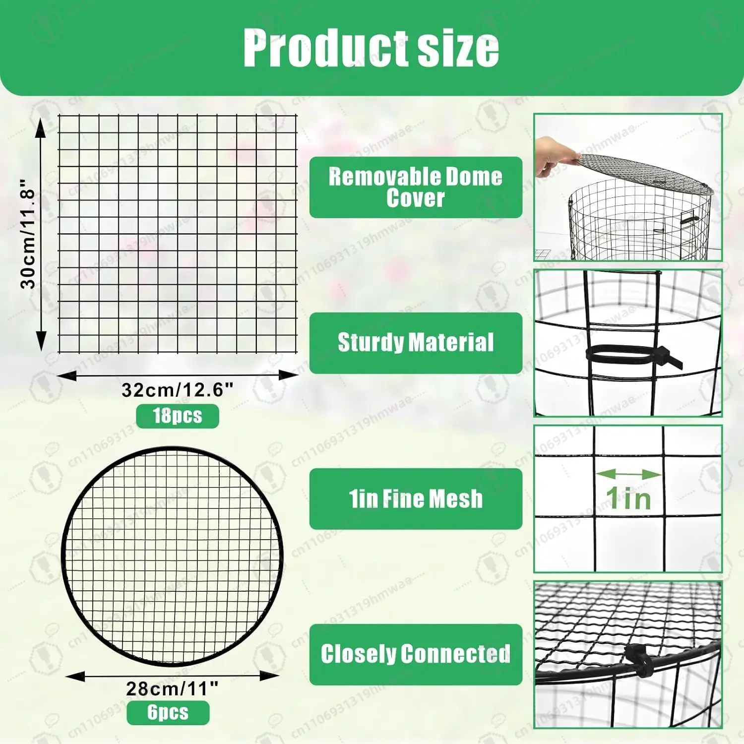 6 Pack Plant Protectors with Cover 18PCS Metal Wire Mesh Cage Protection for Rabbits,Chicken for Vegetables,Seedlings and Flower