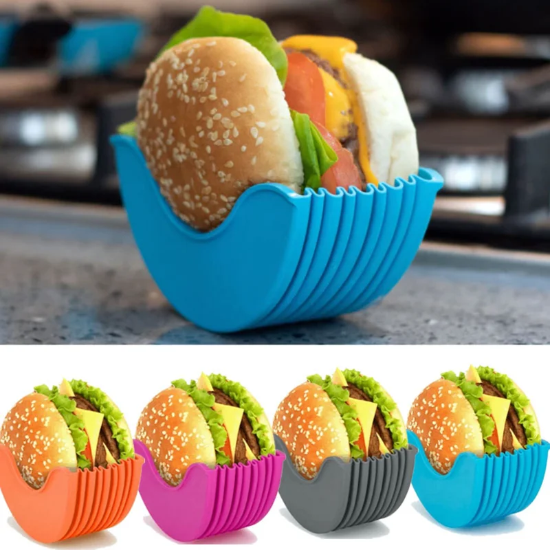 Silicone  Burger Maker Mold Burger Holder Box Kitchen Accessories Hamburger Meat Beef Grill Food Utensils Burger Buddy Utensils