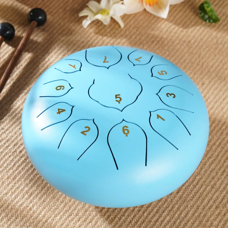 8 Inch 11-tone Ethereal Drum Steel Tongue Drum Color Empty Sanskrit Hand Disc Drum Musical Instrument