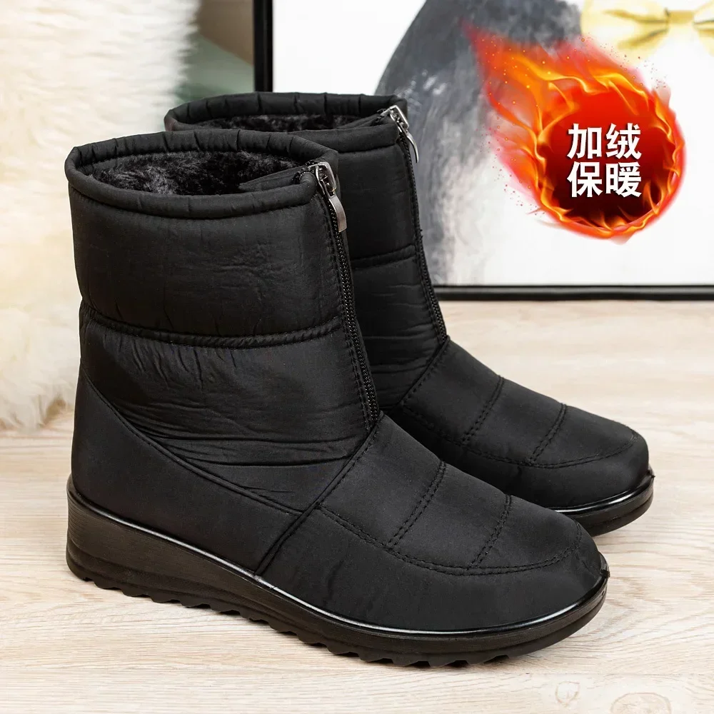 Platform Waterproof Snow Boots Women 2024 Winter Thick Plush Ankle Boots Woman Non Slip Warm Cotton Padded Shoes Ladies