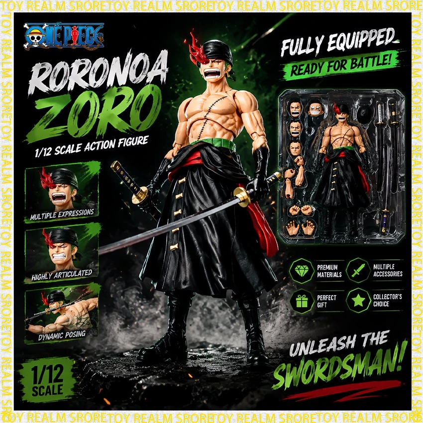 Neue KO ACC One Piece Zoro King of Hell Actionfigur SHF 1/12 Maßstab PVC Artikuliertes Modell mit Leuchteffekt im Dunkeln Geburtstagsgeschenk