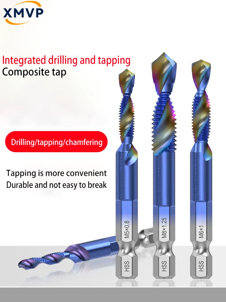 

Drilling and tapping integrated three-in-one machine, composite tap, thread tapping drill bit, spiral tapping, self-tapping M3