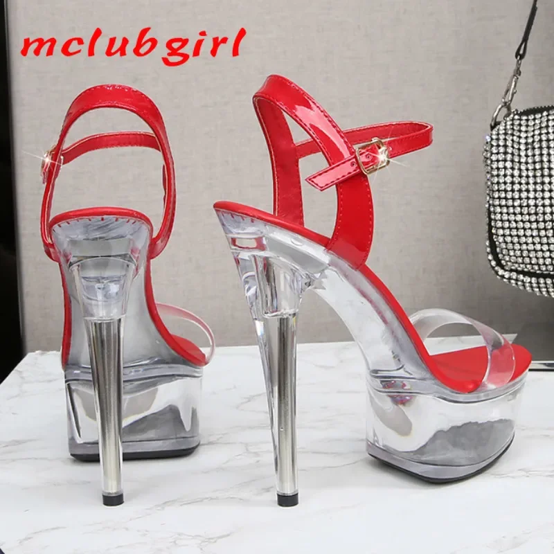 MCLUBGIRL Crystal Show Stripper Heels Clear Shoes Women Platforms High Heels Sandals Female Transparent Wedding Shoes LFD