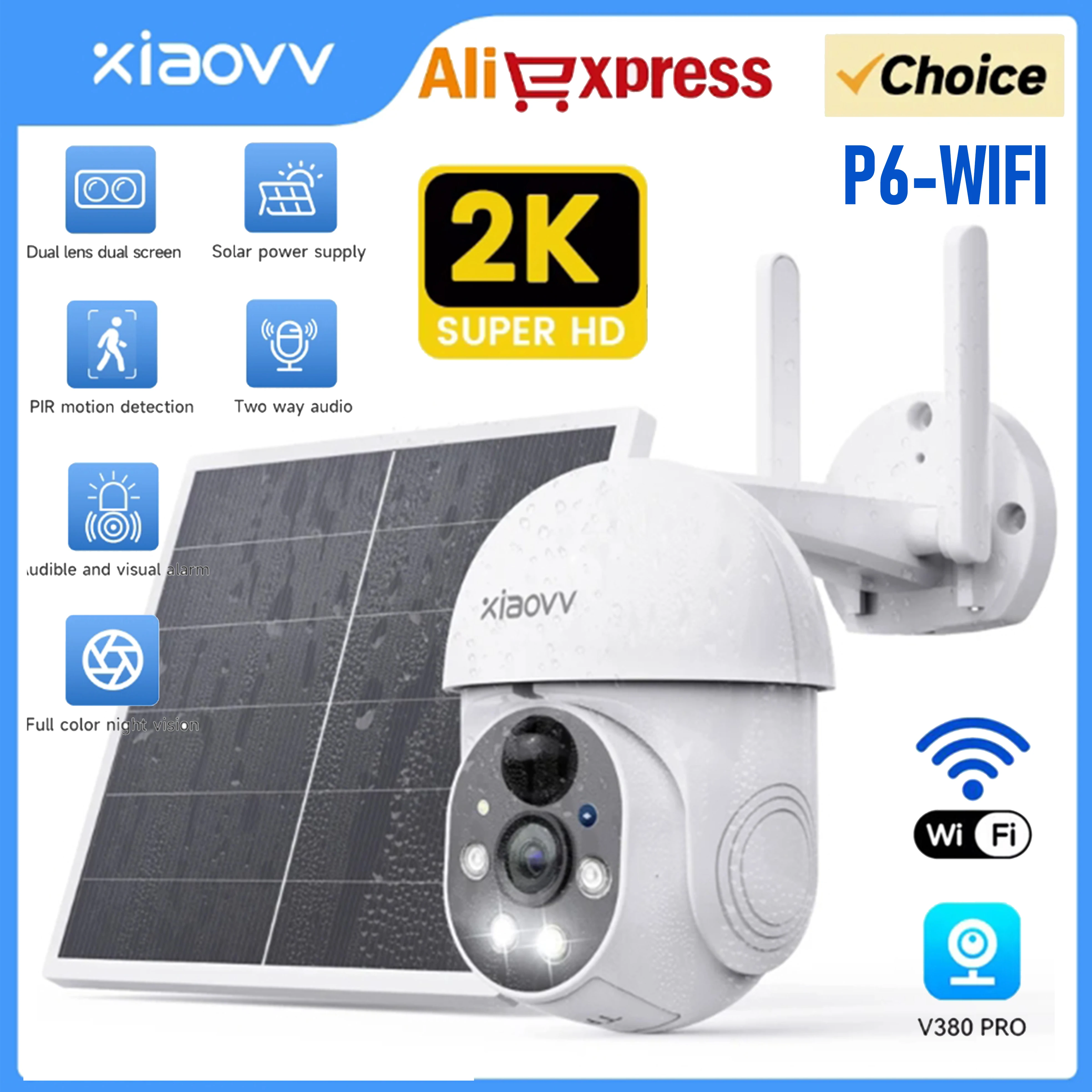 WiFi PTZ Camera 8MP HD Outdoor Wireless Solar IP Camera  Video Surveillance Camera Long Time Standby iCSee