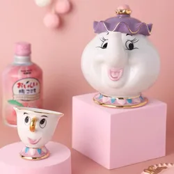 Disney Teapot Cute Cartoon Beauty And The Beast Coffee Pots Mug Mrs Potts Chip Cup Tea Cups Pots One Tea Sets toys Gifts