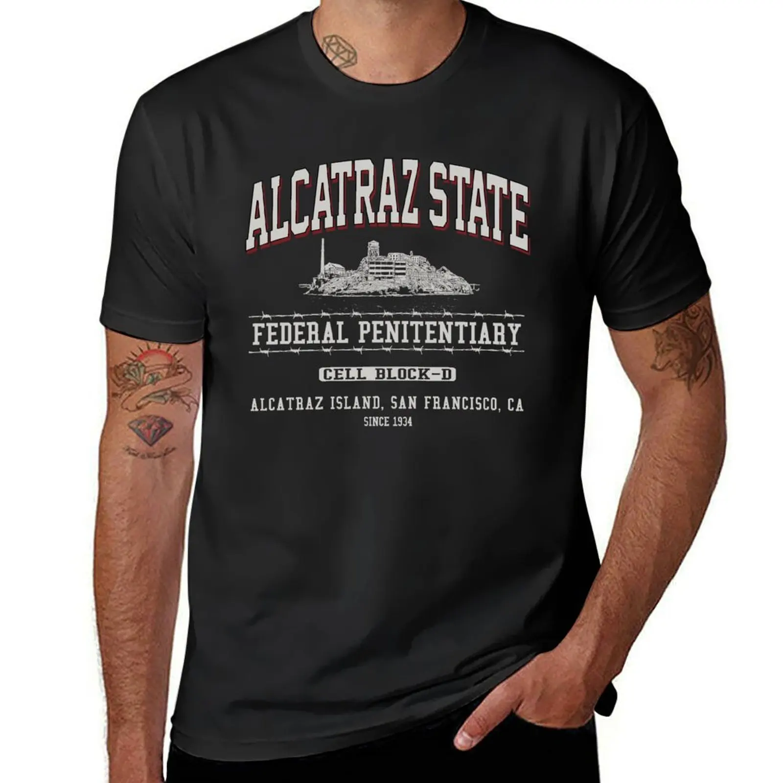 ALCATRAZ STATE T-Shirt plus size tops anime clothes blanks boys animal print mens graphic t-shirts pack