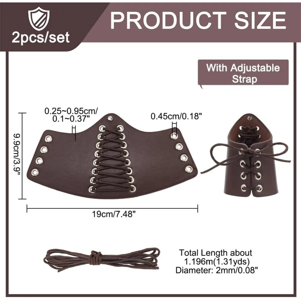 1 Pair Leather Arm Guards Medieval Leather Buckle Bracers Wrist Band Buckle Wide Bracer Adjustable Knight Retro Renaissance Arm