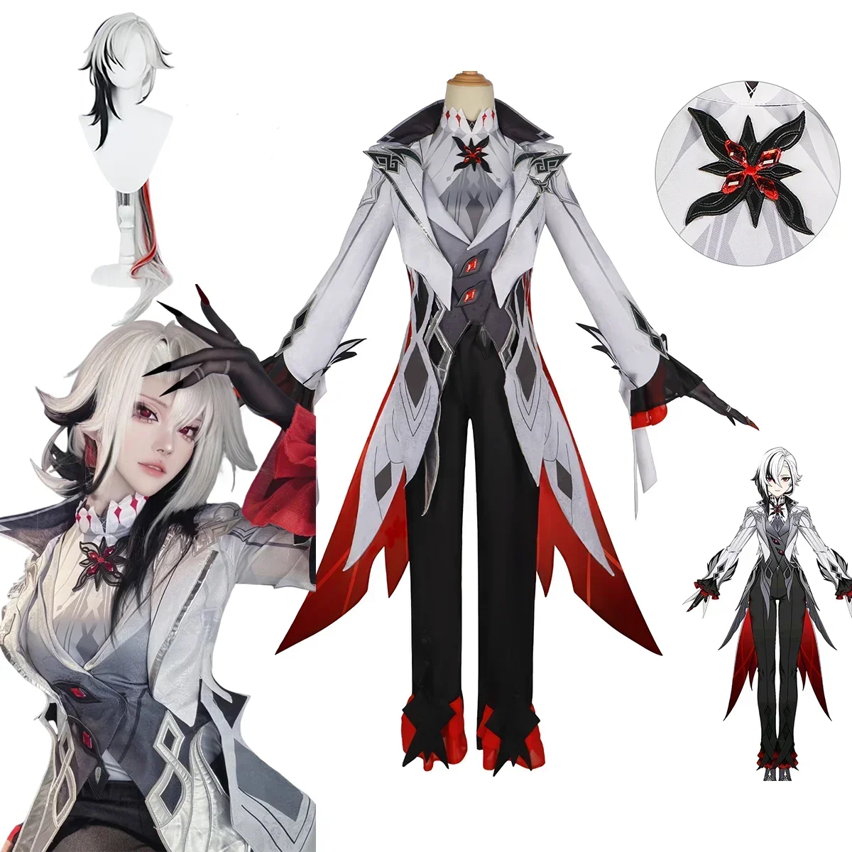 

Genshin Impact Harlequin Косплей Полный комплект для взрослых женщин Костюм Парик и униформа Костюм для Хэллоуина Карнавальная вечеринка Ролевые игры