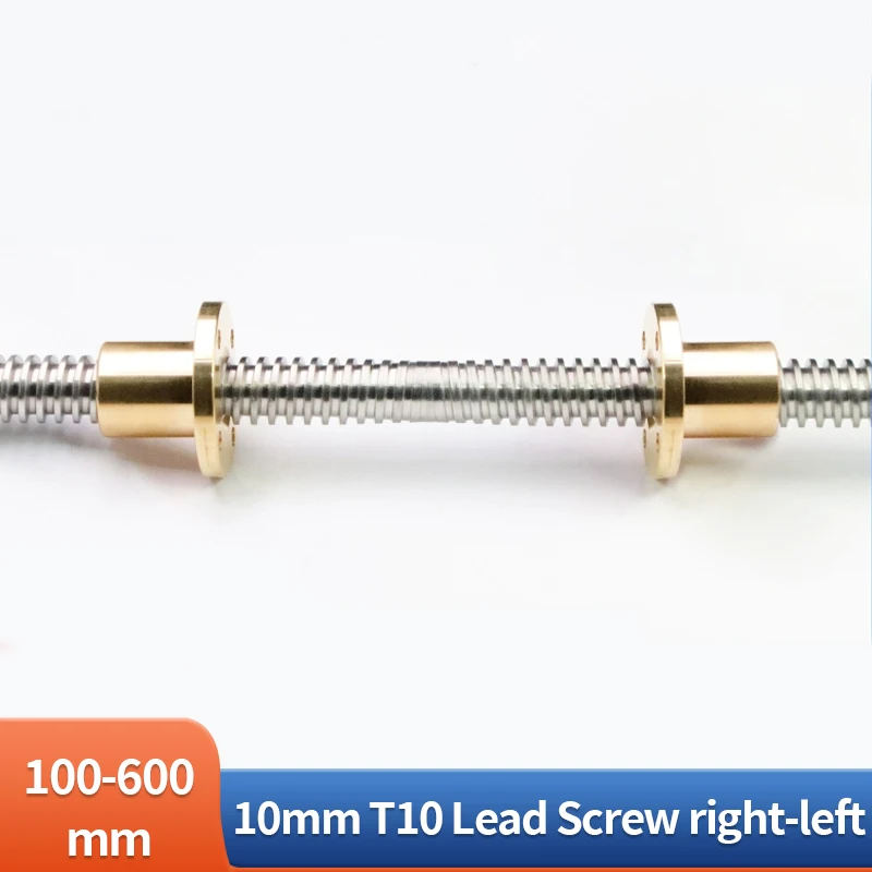 

Ходовой винт T10 из нержавеющей стали 304, правая и левая длина 100-1000 мм, наружный диаметр 10 мм, ход 2 мм с гайками, латунная фланцевая гайка H для детали 3D-принтера
