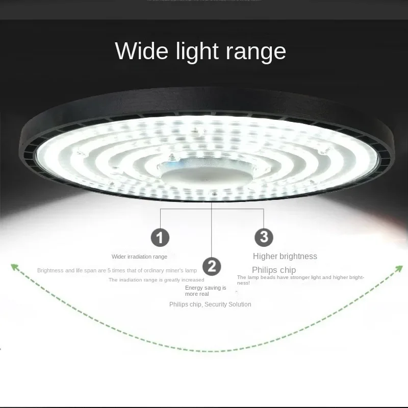 Luces LED UFO superbrillantes para techos altos, lámparas impermeables de 100/150/200W para garaje, taller, mercado Industrial y comercial