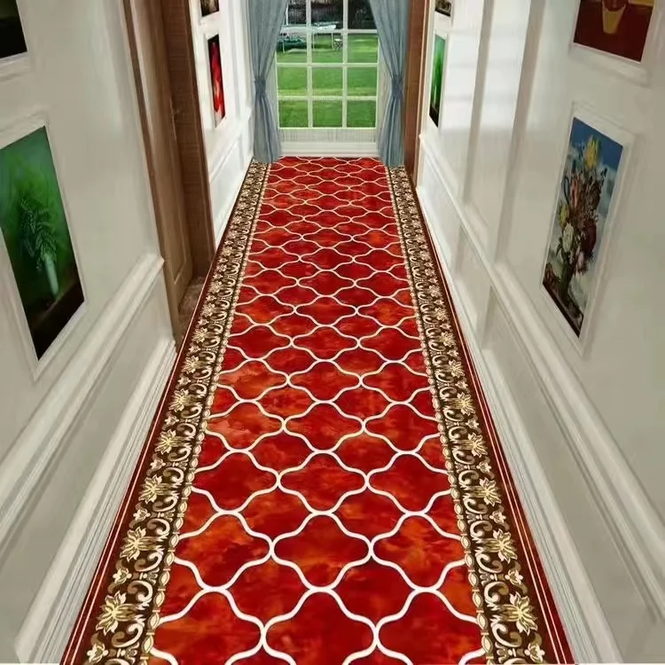 

Retro Long Corridor Carpet Runners Aesthetic Luxury Hotel Hallway Decoration Home Aisle Non-slip Long Mat Walkway Rug Washable