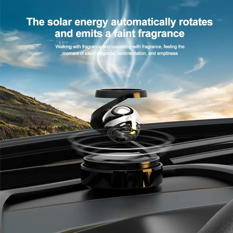 Solar Car Aromatherapy Rotating Perfume Diffuser Levitation Floating Auto Lasting Fragrance Air Purifier Car Interior Accessory