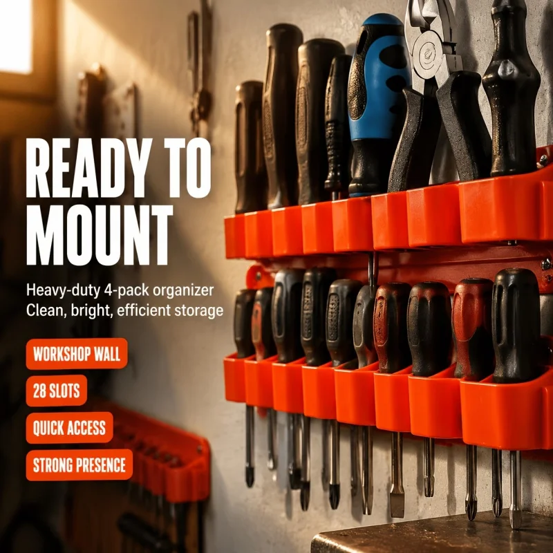 Two-Piece Wall-Mounted Tool Storage Rack - Garage Tool Rack, Suitable for Screwdrivers and Pliers