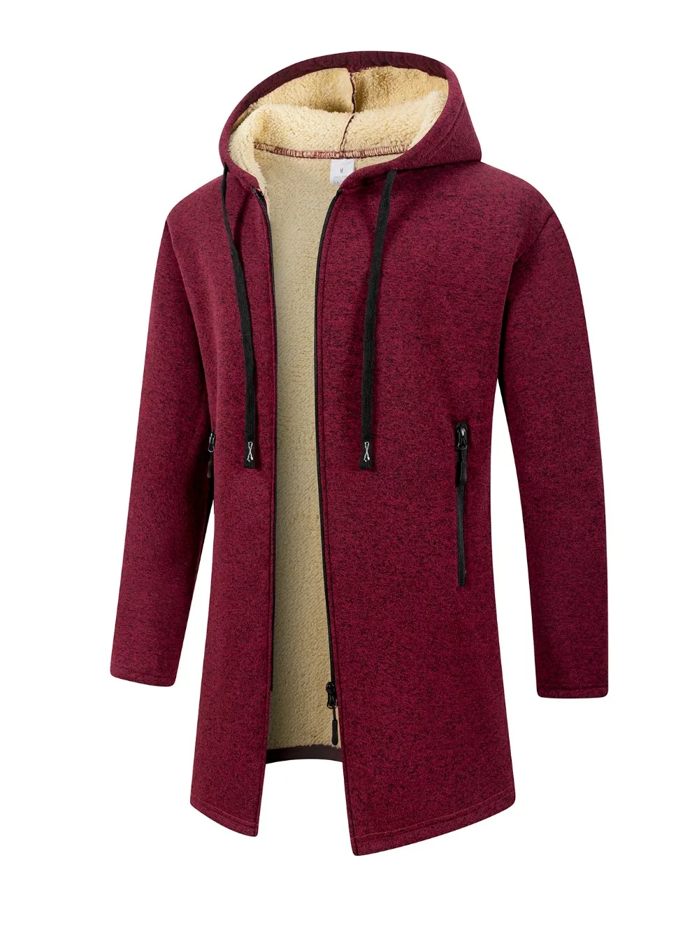Winter männer Verdickte Hoodies Jacke Im Freien Warm Zipper Langarm Sweatshirts Strickjacke Streetwear Einfarbig Tops Mantel – Detail 4