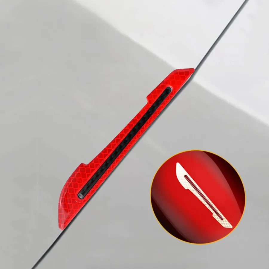 2Pcs Car Reflective Sticker Auto Door Edge Anti-collision Strip Warning Tape Reflective Strip Car Exterior Universal Accessories