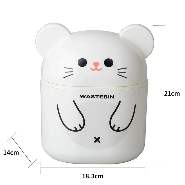 Bear Household Mini Flip Lid Shake Lid Sundry Storage Bucket Small Paper Basket Creative Desktop Cartoon Trash Can