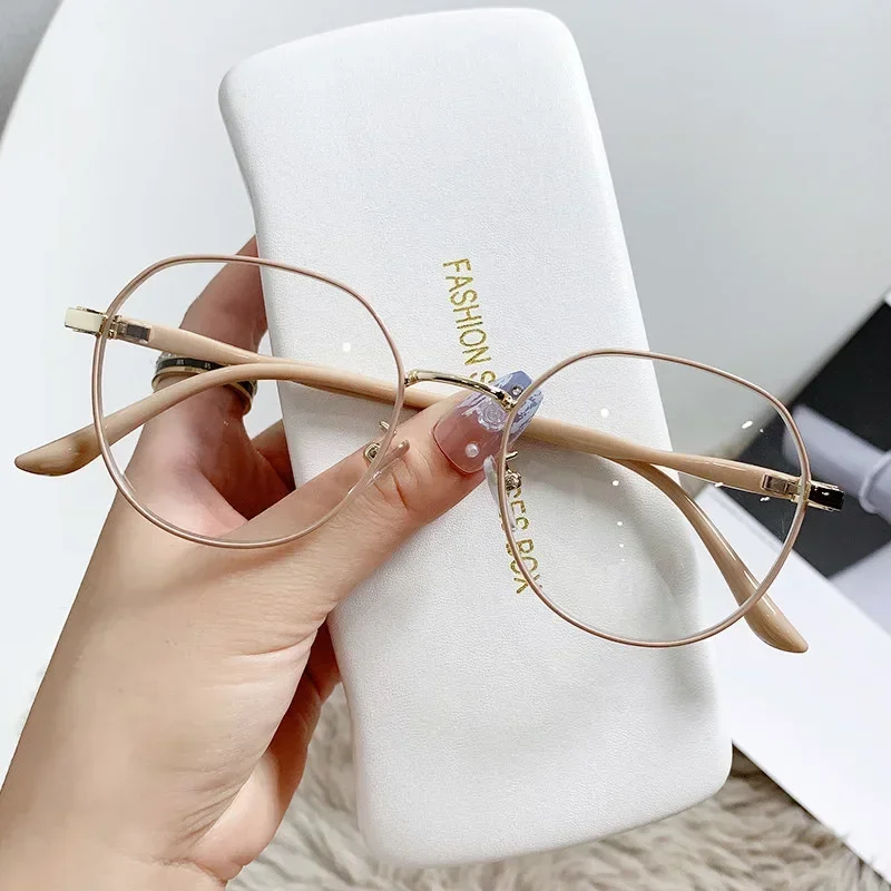 2024 Women Anti Blue Light Computer Glasses Ins Metal Round Glasses Decor Round Glasses Black Metal Spectacle Frame 0 Diopter