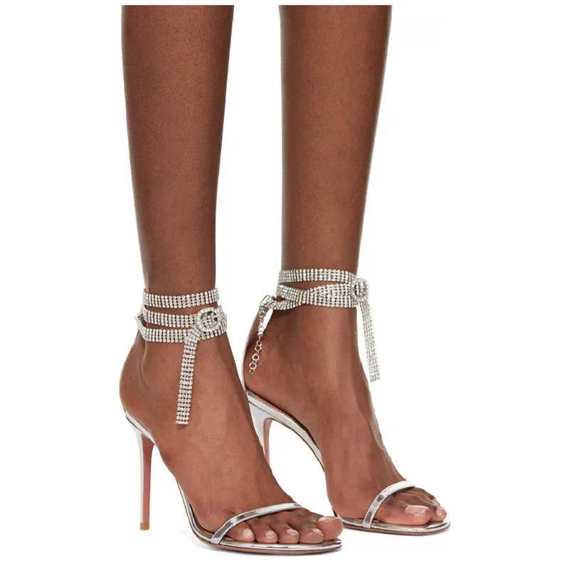 Clearance!!! Luxury Rhinestones Transparent PVC High quality Women Pumps Sandals Fashion Summer Stiletto High heels Party Shoes