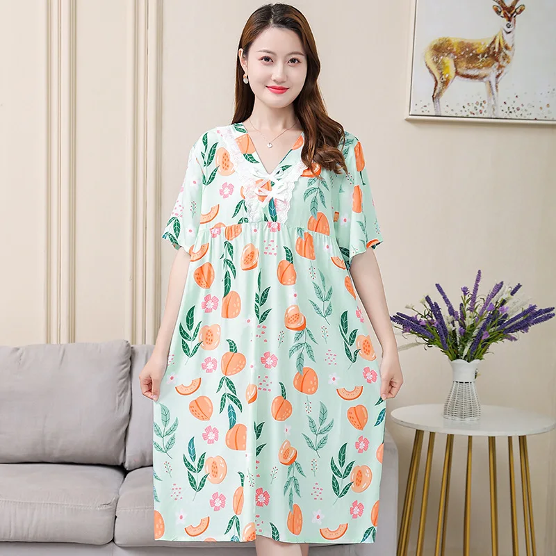 

Women Sleepwear Night Shirt Printing Nightwear Dress Short Sleeve Nightgowns Ladies Nighties Comfortable Summer Sleepshirt