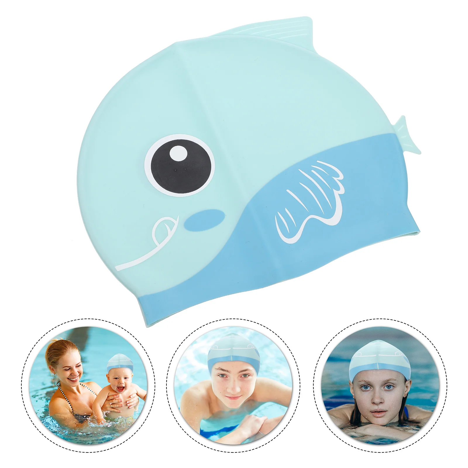 

Cartoon Silicone Swimcap for Children Lightweight Stretchable Non-Slip Hair Protection Swimming Cap Ideal for Kids Pool Swim