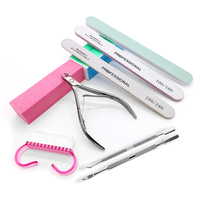9Pcs Nail Files Buffer Set 100 180 240 Polish Buffer Cuticle Pusher Dead Skin Remove Trimmer Professional Manicure Pedicure Tool