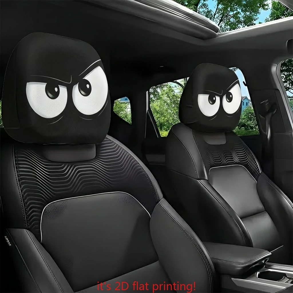2 Peças de Capas Divertidas para Apoio de Cabeça de Carro, em Poliéster Elástico, Protetor Universal Durável e Elegante para Encosto de Banco Automotivo, Acessório para Interior de Carro
