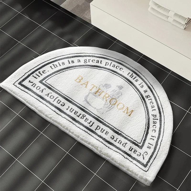 Semicircle Bathroom Entrance Mat Water Absorption Toilet Non Slip Mat Bedroom Door Carpet Home Hotel Decor Floor Mat