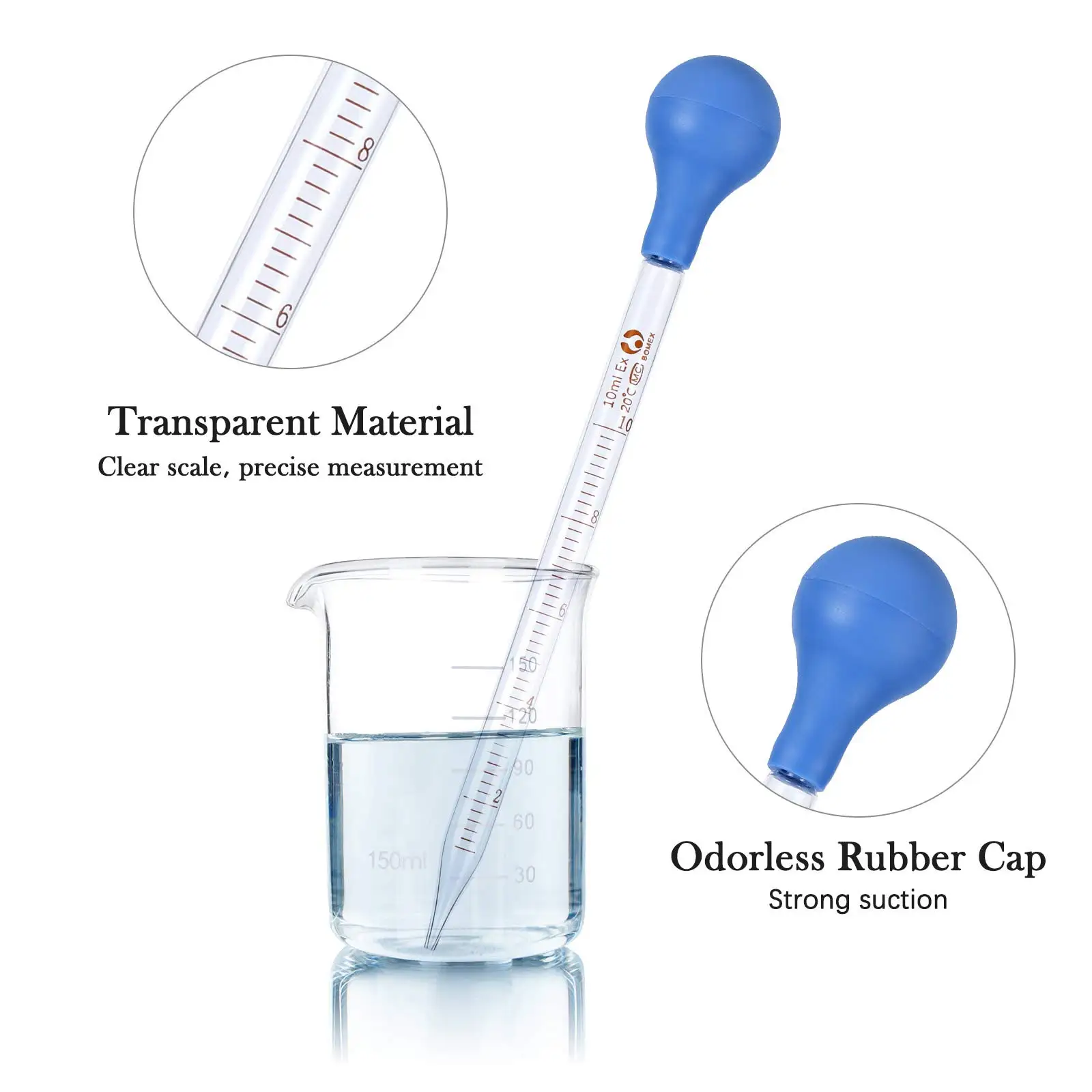 Dropper Reusable Portable Water Rubber Head Scale Pipette 1/2/3/5/10ml School Laboratory Dropping Tube Accuracy 10ml