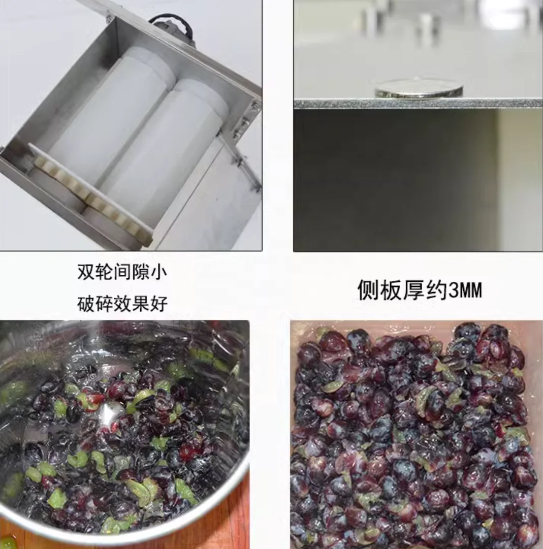 China electric wine small grape press machine winery winepress crusher