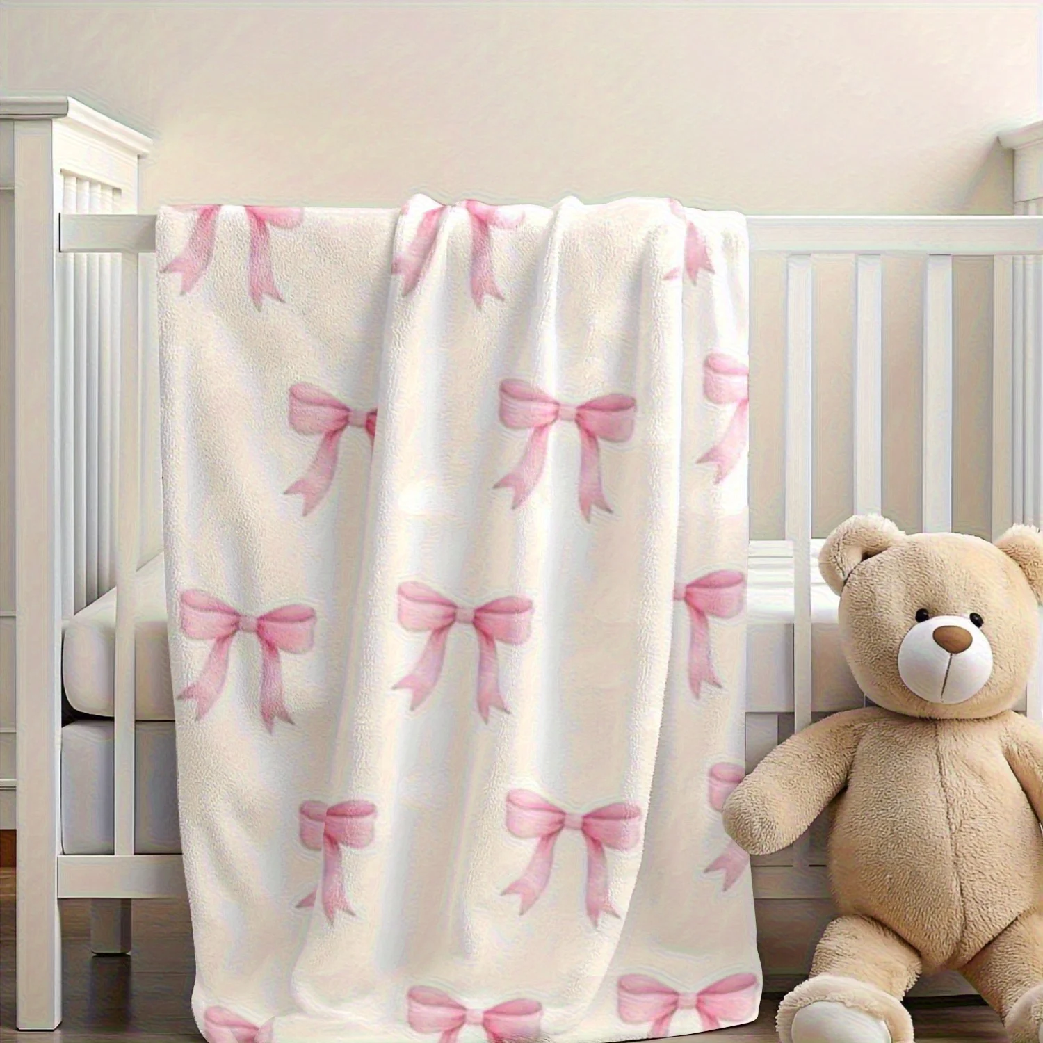 VIKAMA Pink Bow Printed Carpet Pink Bow Soft Skin friendly Non shedding Hair Bedroom Living Room Decoration